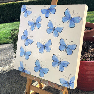Whispers of Blue by Karen Barton |  Side View of Artwork 