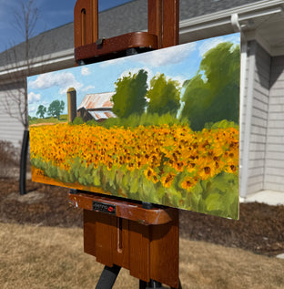 Field of Sunflowers by Karen d’Angeac Mihm |  Side View of Artwork 