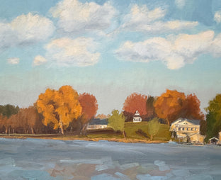 Wisconsin Lake on a Fall Day by Karen d’Angeac Mihm |   Closeup View of Artwork 