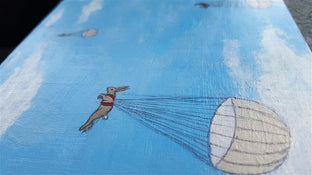 Parachuting Rabbits by Kat Silver |   Closeup View of Artwork 