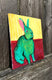 Original art for sale at UGallery.com | Teal Green Bunny by Kat Silver | $150 | acrylic painting | 4' h x 4' w | thumbnail 2