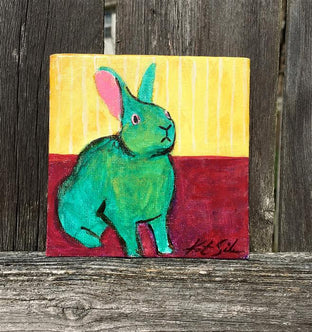 Teal Green Bunny by Kat Silver |  Context View of Artwork 