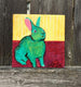 Original art for sale at UGallery.com | Teal Green Bunny by Kat Silver | $150 | acrylic painting | 4' h x 4' w | thumbnail 3