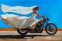 Original art for sale at UGallery.com | Bike and Train by Keith Thomson | $2,200 | oil painting | 16' h x 24' w | thumbnail 1