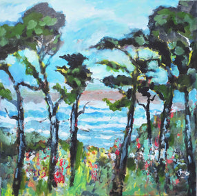 acrylic painting by Kip Decker titled Surf and Pines