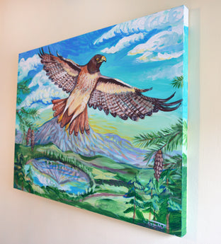 Red-Tailed Hawk by Kira Yustak |  Side View of Artwork 