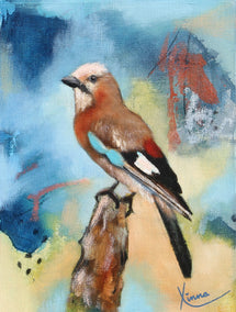 oil painting by Kristina Ingvarsson titled Nuthatch