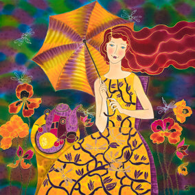 mixed media artwork by Yelena Sidorova titled Summer. Tea Time.