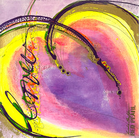 mixed media artwork by Linda Shaffer titled Melted Hearts