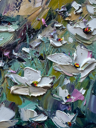 Azure and Blooms by Lisa Elley |   Closeup View of Artwork 