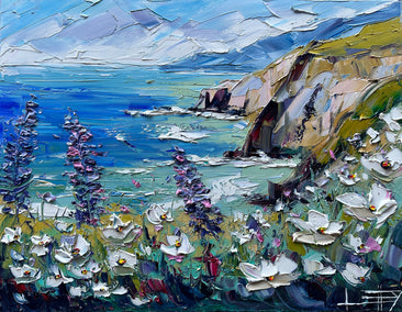 oil painting by Lisa Elley titled Azure and Blooms