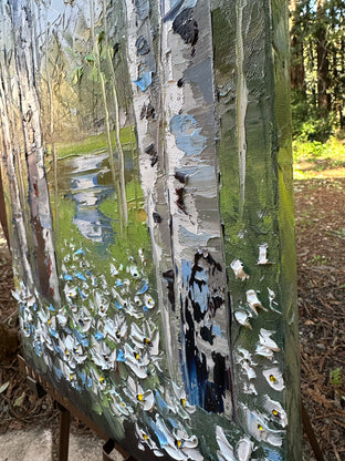 Whispers of Birch Elegance by Lisa Elley |  Side View of Artwork 