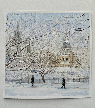 Library in Winter by Maurice Dionne |  Side View of Artwork 