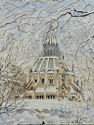 Library in Winter by Maurice Dionne |   Closeup View of Artwork 