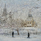 Original art for sale at UGallery.com | Library in Winter by Maurice Dionne | $325 | watercolor painting | 9' h x 9' w | thumbnail 1