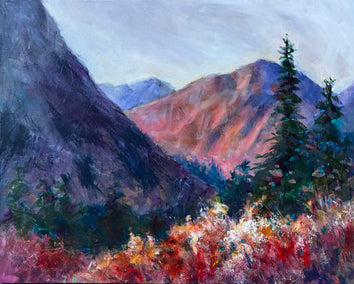 acrylic painting by Melissa Gannon titled Secrets in the Mountains