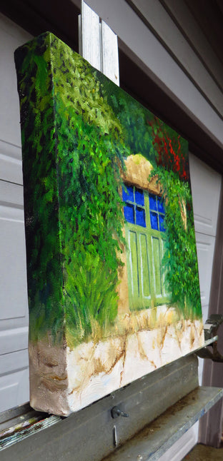 Green Garage Doors by Mitchell Freifeld |  Side View of Artwork 