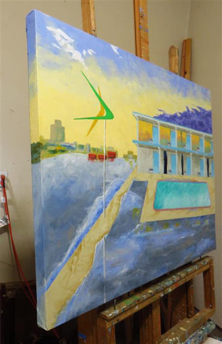 Passing Afternoon Storm at the El Ray Motel 2 by Mitchell Freifeld |  Side View of Artwork 