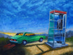 Original art for sale at UGallery.com | The Mojave Phone Booth by Mitchell Freifeld | $550 | oil painting | 15' h x 20' w | thumbnail 1