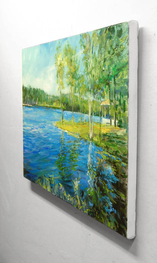 Leisure Lake Early Morning by Onelio Marrero |  Side View of Artwork 