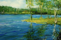 Original art for sale at UGallery.com | Leisure Lake Early Morning by Onelio Marrero | $1,025 | oil painting | 16' h x 24' w | thumbnail 4