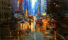 Original art for sale at UGallery.com | The Jaywalker by Onelio Marrero | $2,275 | oil painting | 24' h x 40' w | thumbnail 1