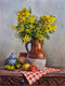 Original art for sale at UGallery.com | Bouquet de Mimosas by Pascal Giroud | $625 | oil painting | 15.7' h x 11.8' w | thumbnail 1