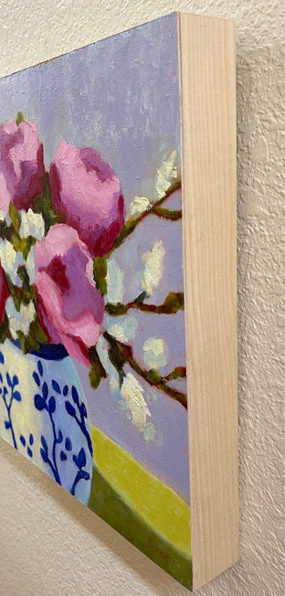 Pink Peonies by Pat Doherty |  Side View of Artwork 