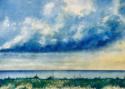 watercolor painting by Patty Phan titled Blue Pacific