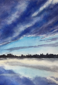 watercolor painting by Patty Phan titled Running with Clouds