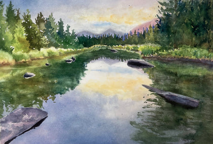 watercolor painting by Patty Phan titled Wind River