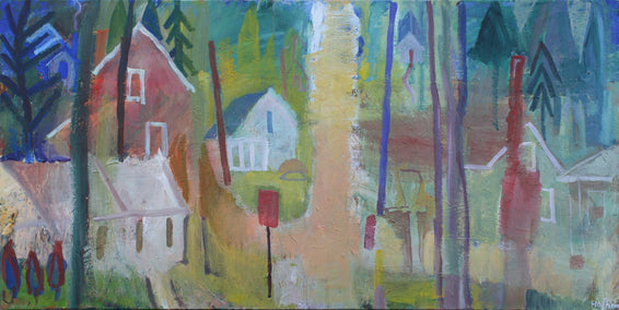 acrylic painting by Robert Hofherr titled Marshfield Hills