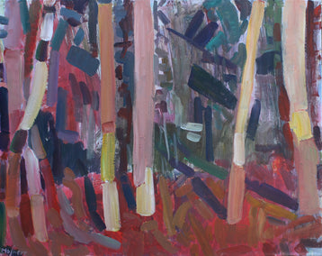 acrylic painting by Robert Hofherr titled Pine Woods