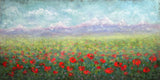 Original art for sale at UGallery.com | Alluring Poppies Revisited by Sally Adams | $2,900 | acrylic painting | 24' h x 48' w | thumbnail 1