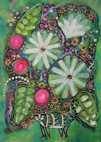 mixed media artwork by Sara Rodighiero titled Garden Adventures