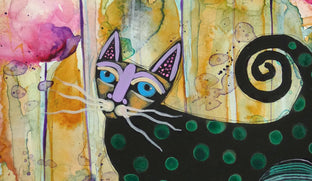 Kitty Between Poppies by Sara Rodighiero |   Closeup View of Artwork 