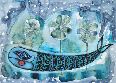 mixed media artwork by Sara Rodighiero titled Lazy Sunday
