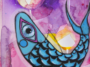 Purple Ocean Nights by Sara Rodighiero |   Closeup View of Artwork 
