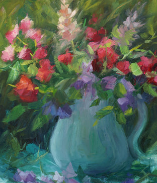 Sweet Peas and Bougainvillea by Sherri Aldawood |   Closeup View of Artwork 