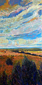 oil painting by Srinivas Kathoju titled Rolling Skies