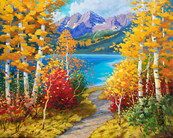 oil painting by Stanislav Sidorov titled Magical Maroon Bells