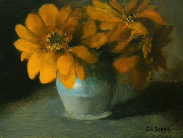 oil painting by Steve Boggs titled Orange Flowers