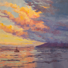 oil painting by Karen E Lewis titled Sunset Sail