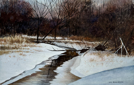 watercolor painting by Vic Roschkov titled Winter's Chill