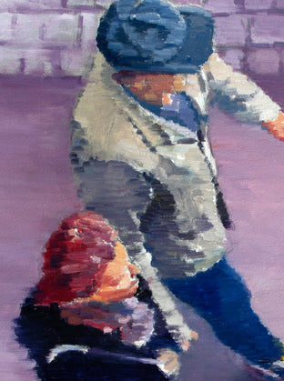 Two Figures in Purple Ambiance by Warren Keating |   Closeup View of Artwork 