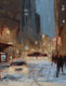 Original art for sale at UGallery.com | Evening Snowfall in the City by Yangzi Xu | $425 | oil painting | 14' h x 11' w | thumbnail 4