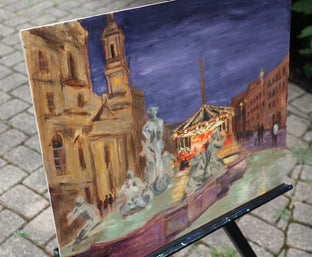 Holiday Magic at Piazza Navona by Yangzi Xu |  Side View of Artwork 