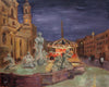 Original art for sale at UGallery.com | Holiday Magic at Piazza Navona by Yangzi Xu | $700 | oil painting | 16' h x 20' w | thumbnail 1