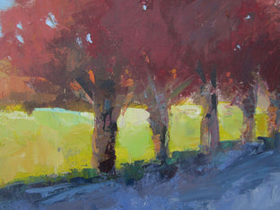 Tree Row, Autumn by Janet Dyer |   Closeup View of Artwork 