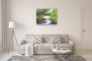 Bridge over Calm Water by Shela Goodman |  In Room View of Artwork 